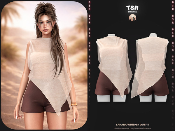 Sims 4 — SET-Sahara Whisper Outfit - BD1667 by busra-tr — - Set Inclued : Top - Short - 10 Swatches