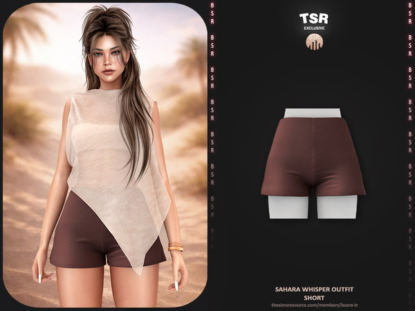 Sims 4 — Sahara Whisper Outfit - Short BD1667 by busra-tr — - Set Inclued : Top - Short - 10 Swatches