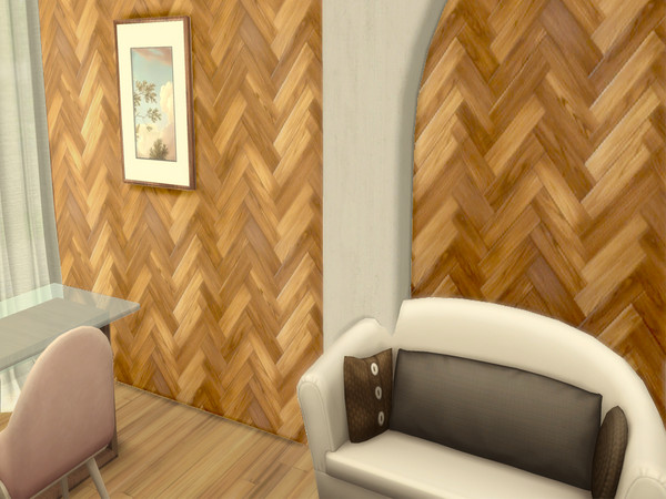 Sims 4 — Herringbone Wood by lavilikesims — With 8 colours and all wall sizes