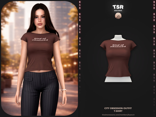 Sims 4 — City Obsession Outfit - T-Shirt BD1668 by busra-tr — - Set Inclued : Tshirt - Capris - 10 Swatches
