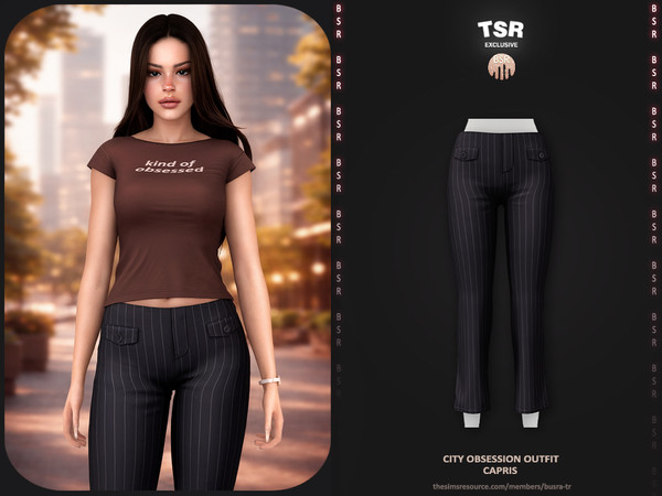Sims 4 — City Obsession Outfit - Capris BD1668 by busra-tr — - Set Inclued : Tshirt - Capris - 10 Swatches