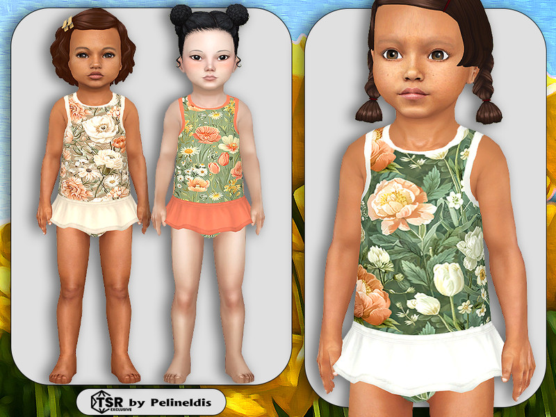Sims 4 Toddler Blooming Beachwear by Pelineldis