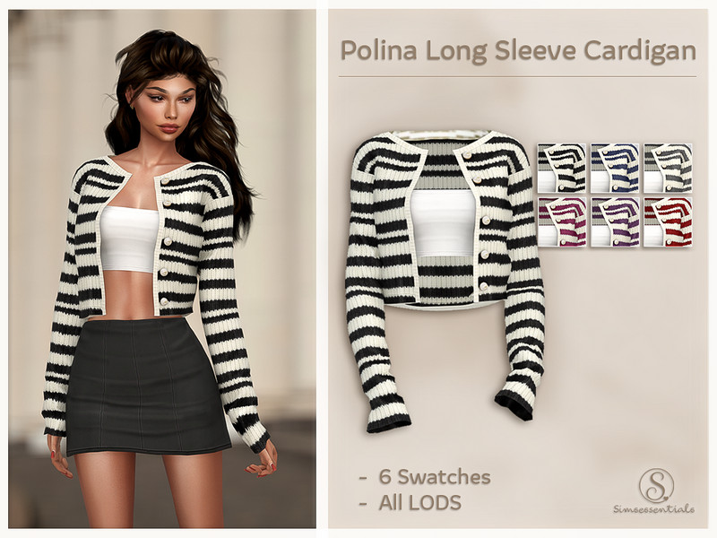 Sims 4 modest and traditional clothing CC Polina Long Sleeve Cardigan by Simsessentials