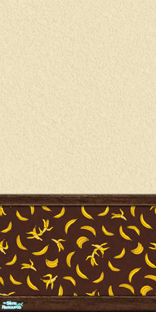 Sims 2 — Sock Monkey - Wall8 by Shannanigan — Beige with Brown Banana Wallpaper
