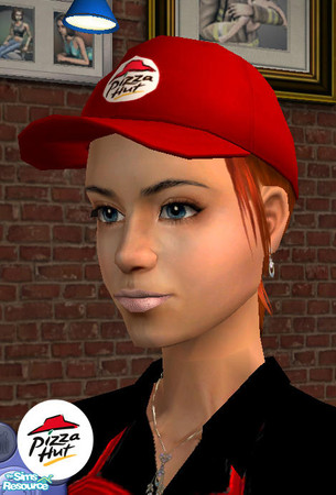Sims 2 — Pizza Hut Uniforms - Female Cap 4 by SobeSS — These Uniforms go well with the Pizza Hut lot created at the