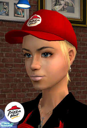 Sims 2 — Pizza Hut Uniforms - Female Cap 3 by SobeSS — These Uniforms go well with the Pizza Hut lot created at the