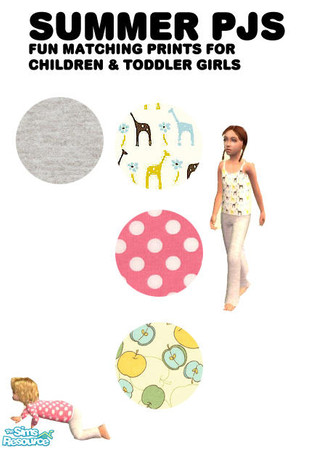 Sims 2 — Summer Pjs by agaliha5 — Matching pjs for your toddler & child girls. Each age has three different patterns.