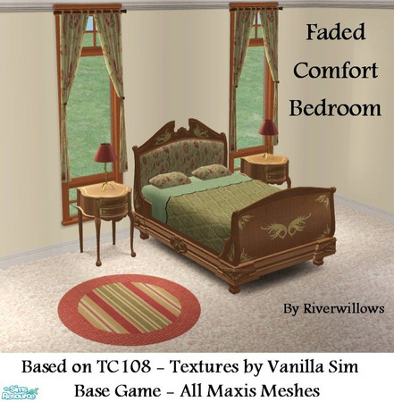 Sims 2 — Faded Comfort Bedroom by Riverwillows — Nice bedroom set using textures provided by Vanilla Sim for Texture