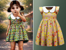 Sims 4 — Toddler - Floral dress with peter pan collar and flutter sleeves by Garfiel — A lovely floral dress for toddlers