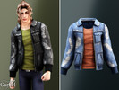 Sims 4 — Adult - Distressed denim jacket layered over casual tee by Garfiel — A rugged layered outfit for adults