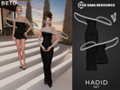 Sims 4 — Hadid - Set by Beto_ae0 — Elegant dress with pearls and accompanied by earrings