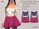 Sims 4 — Off-Shoulder Top & Balloon Skirt by astya96cc — 30-44 swatches
