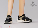 Sims 4 — Child Chunky Casual Sneakers by FlyStone — Child low-top chunky sneakers with lace-up closure, mixed panel