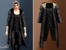 Sims 4 — Adult - Long hooded leather coat layered over tank by Garfiel — A bold long leather coat for adults with an open