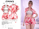 Sims 4 — CLOTHES SET536 by Daph's — A fresh and feminine matching set featuring a short sleeve floral crop shirt and