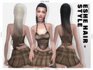 Sims 4 — Eshe Long Slicked Back Hairstyle by Leah_Lillith — There is optional recolor (color wheel) which can be found in