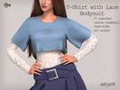 Sims 4 — T-Shirt with Lace Bodysuit by astya96cc — 57 swatches