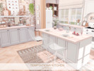 Sims 4 — Temptations Kitchen by BlusterSims — The Temptations Kitchen is a soft, pastel farmhouse space with light wood,