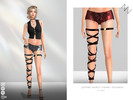 Sims 4 — LEATHER SHORTS - FISHNET STOCKINGS by ZNsims — leather, shorts, fishnet stockings, straps, leg rings