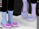 Sims 4 — Shoes KP 1 5- Child by KaTPurpura — Fluffy slippers in pastel shades with a wool heart on the toe