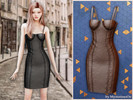 Sims 4 — Sleek leather bodycon dress by MysteriousOo — Figure-hugging dress crafted from smooth leather with a sculpted