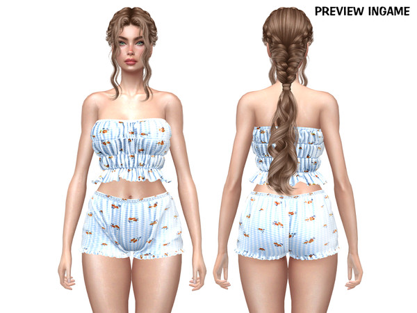 Sims 4 — DAPHS - Clothes SET535 - Plaid Printed Bandeau Top C1752 - TSR by Daph's — A soft and feminine matching set