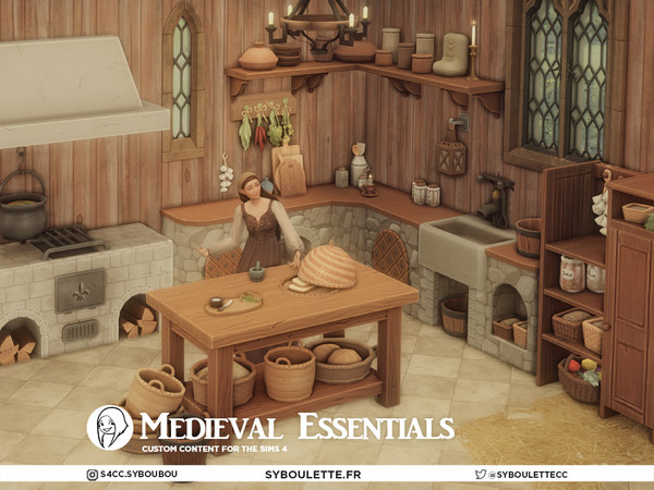 Sims 4 — Medieval Essentials - Bookshelf | bookcase by Syboubou — Medieval Essentials is a functional set made for