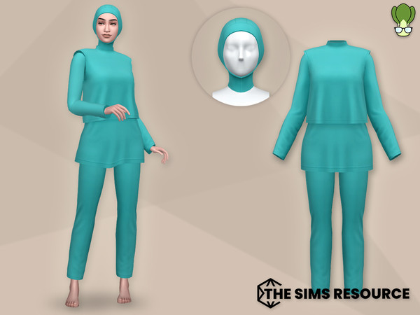 Sims 4 — Modest Wear Set - Muslim Swimwear Outfit & Hijab by kapakijo — A set of muslim swimwear & hijab