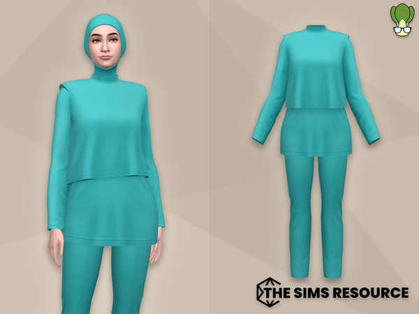 Sims 4 — Modest Wear - Muslim Swimwear Outfit by kapakijo — A set of burkini & hijab available in 8 colors.