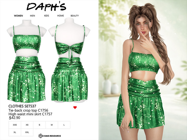 Sims 4 — DAPHS - Clothes SET537 - High waist mini skirt C1757 - TSR by Daph's — A fresh and feminine two-piece outfit