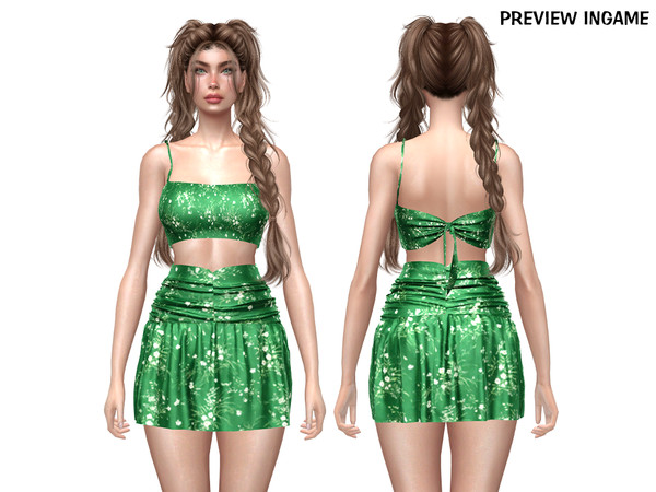 Sims 4 — DAPHS - Clothes SET537 - Tie-back crop top C1756 - TSR by Daph's — A fresh and feminine two-piece outfit