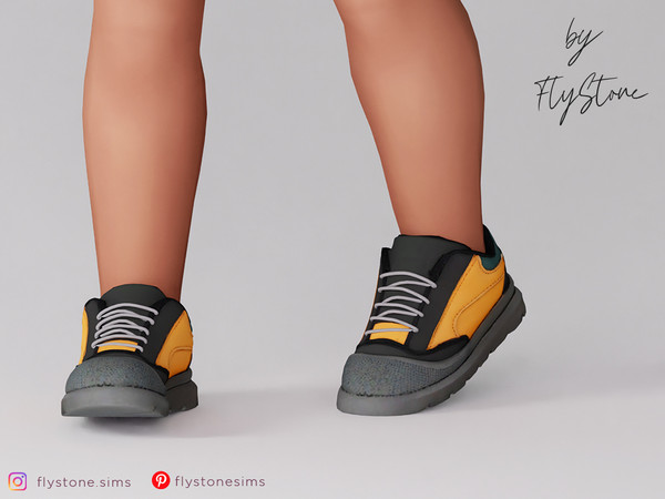 Sims 4 — Toddler Lace Up Casual Sneakers by FlyStone — Toddler low-top casual sneakers with lace-up closure, mixed