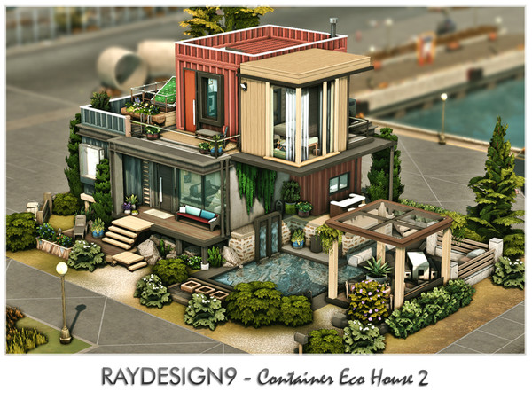 Sims 4 — Container Eco House 2 by RayDesign9 — I build this house in Evergreen Harbor, 20x30 lot size with 2 floors. This