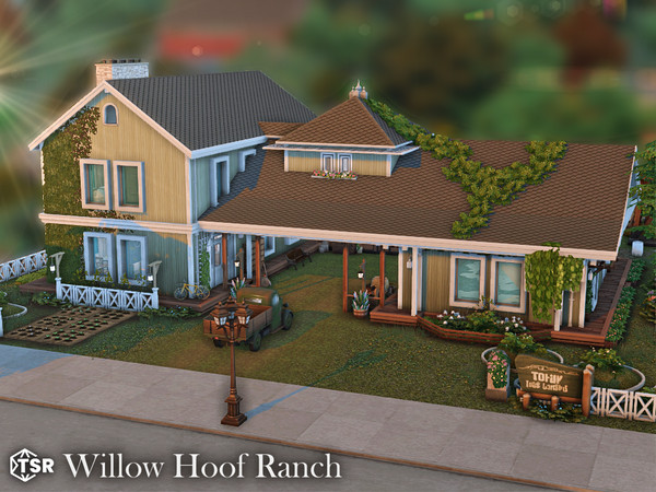 Sims 4 — Willow Hoof Ranch l noCC by simZmora — A cozy ranch residence combining domestic space with a small-scale stable