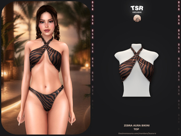 Sims 4 — Zebra Aura Bikini - Top BD1670 by busra-tr — - BD1670