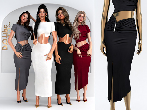 Sims 4 — Sleek Allure Set -Bottom- DO by DOLilac — Includes: (Top + Bottom)