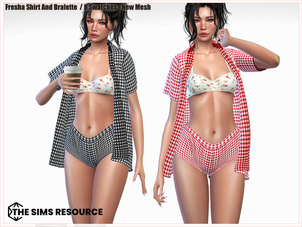 Sims 4 — Patreon - Fresha Shirt and Bralette by Harmonia — New Mesh