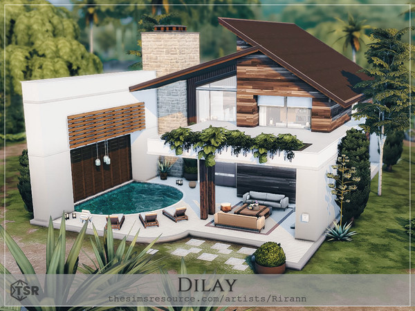 Sims 4 — Dilay - No CC by Rirann — Dilay is a contemporary house with outdoor lounge area