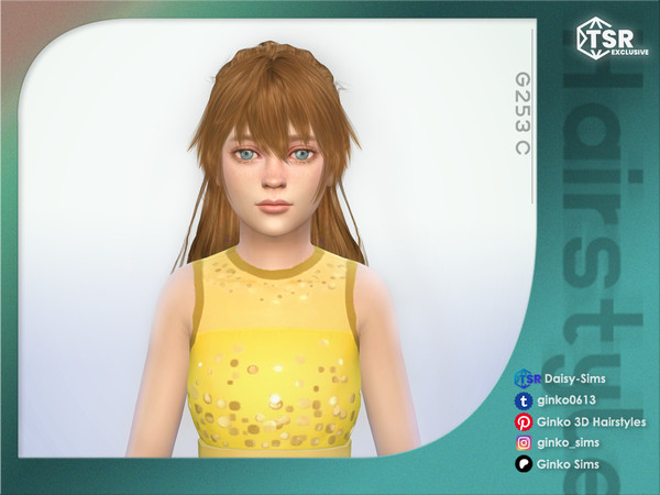 Sims 4 — Half Up Hair with Bangs for Children by Daisy-Sims — 21 base colors + 9 ombre colors
