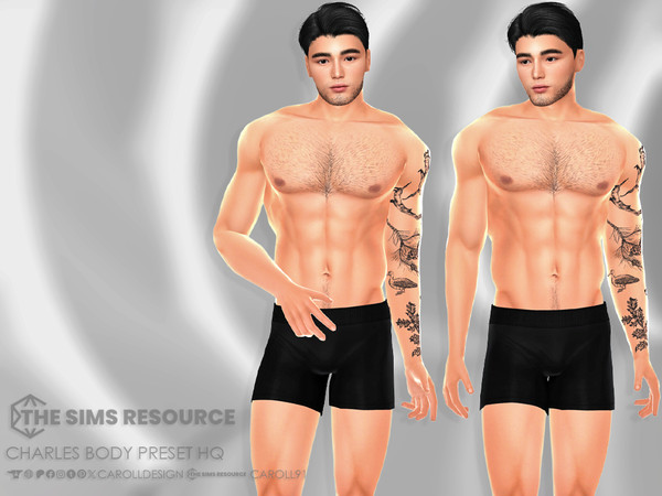Sims 4 — Charles Body Preset HQ by Caroll912 — A fit and muscular body preset for male Sims. Preset is suited for Teen -