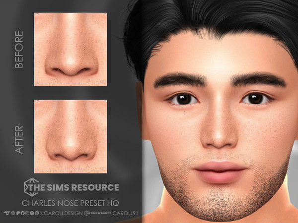 Sims 4 — Charles Nose Preset HQ by Caroll912 — A short and medium-sized nose preset for male Sims. Preset is suited for