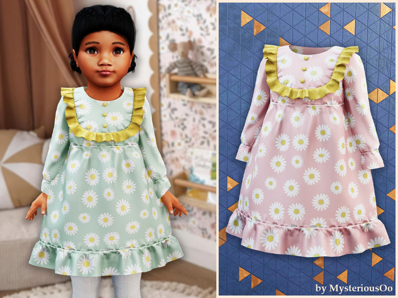 Sims 4 Toddler - Daisy ruffle dress by MysteriousOo