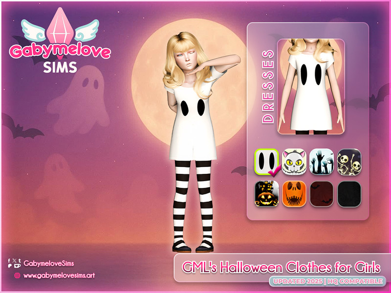 Sims 4 [Gabymelove Sims] GMLs Halloween Clothes for Girls Collection, Dress (Remastered 2025) HQ by GabymeloveSims