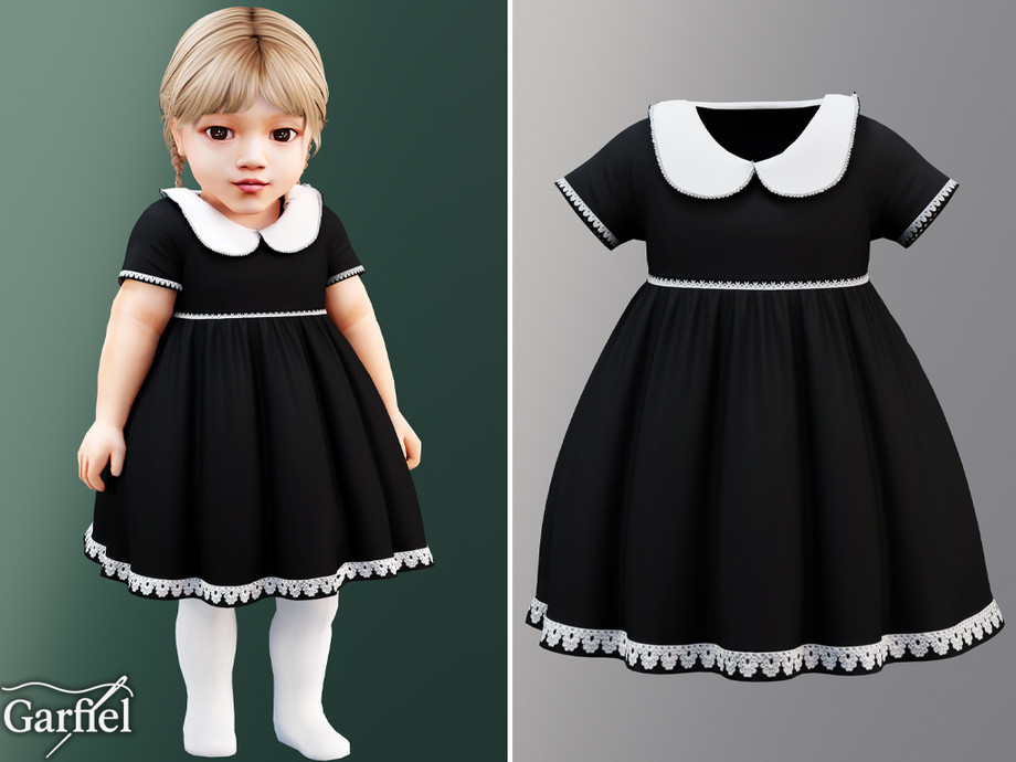 The Sims Resource | Infant - Sweet formal dress with rounded collar and ...
