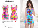 Sims 4 — Comic Flash Cut-Out Dress by Daph's — A bold and eye-catching mini dress featuring vibrant comic-inspired prints