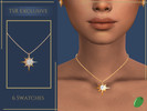 Sims 4 — Star Nova Pendant Necklace by Pitted0live — Chain necklace with a star shape and gemstone pendant Custom catalog