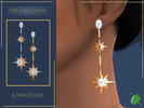 Sims 4 — Star Nova Drop Earrings by Pitted0live — Drop earrings with stars and gemstones Custom catalog image