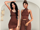 Sims 4 — Caramel Dots Set by DOLilac — Includes: (Top + Bottom + Dress)