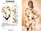 Sims 4 — Bear Patterned PJ Set by Daph's — A cozy and adorable pajama set featuring a relaxed-fit t-shirt and matching