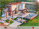 Sims 4 — Belle - no cc by melapples — a modern 3 bedroom house featuring a pool and a indoor basketball court. 1st floor: